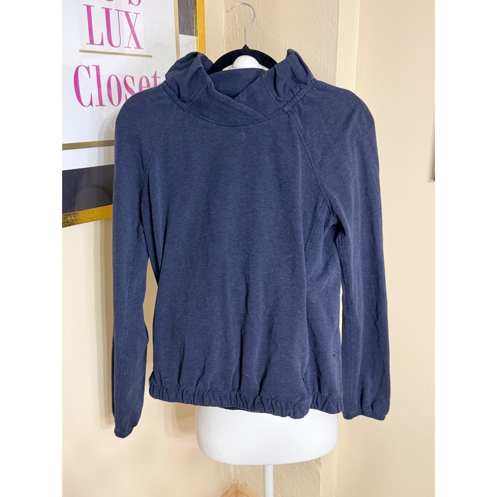Lululemon Navy Blue Funnel Neck Pullover Sweatshirt Size 6 Raglan Sleeve